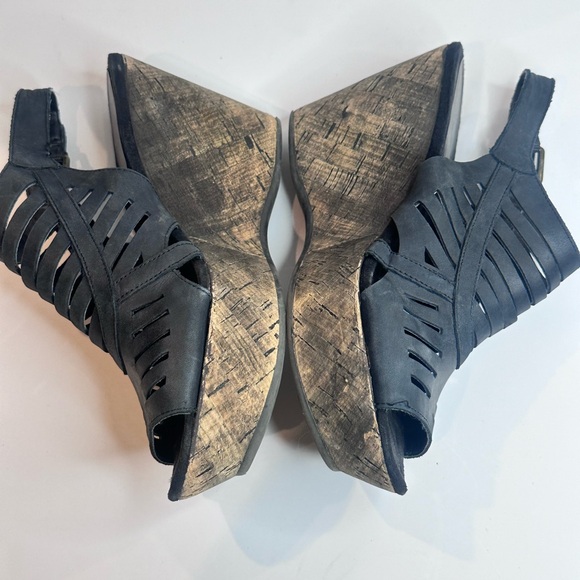 Nine West Black Ebah Gladiator Cork Wedge - Picture 6 of 9